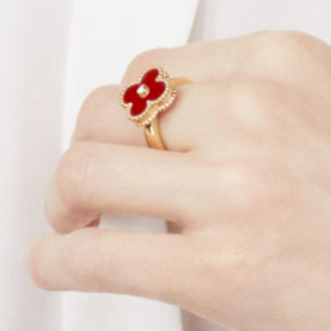 Anillo Ámbar | Rojo / Dorado
