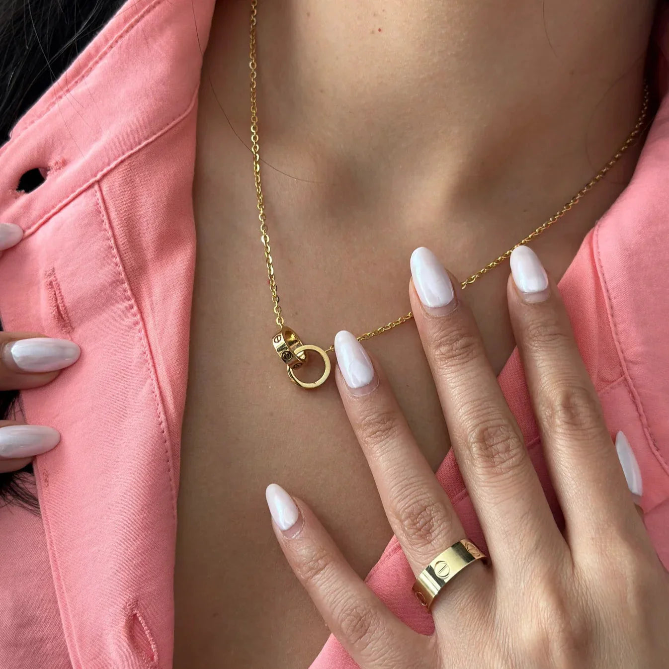 COLLAR DE AMOR DOBLE ANILLO | ORO ROSADO
