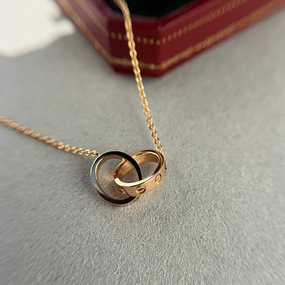 COLLAR DE AMOR DOBLE ANILLO | ORO ROSADO