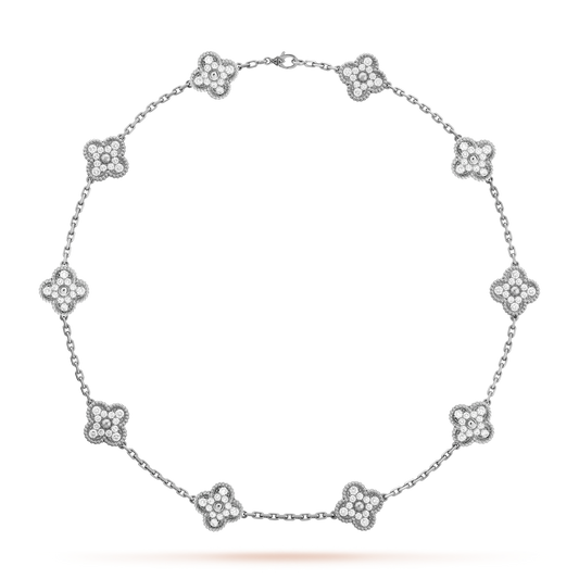 COLLAR TREBOL DE CUATRO HOJAS LAVISH | 10 DISEÑOS - PLATA