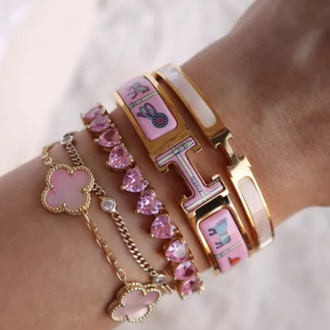 Pulsera Tenis | Con Corazón Rosa