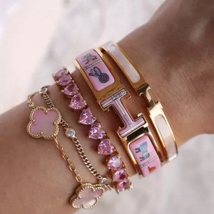 Pulsera Tenis | Con Corazón Rosa