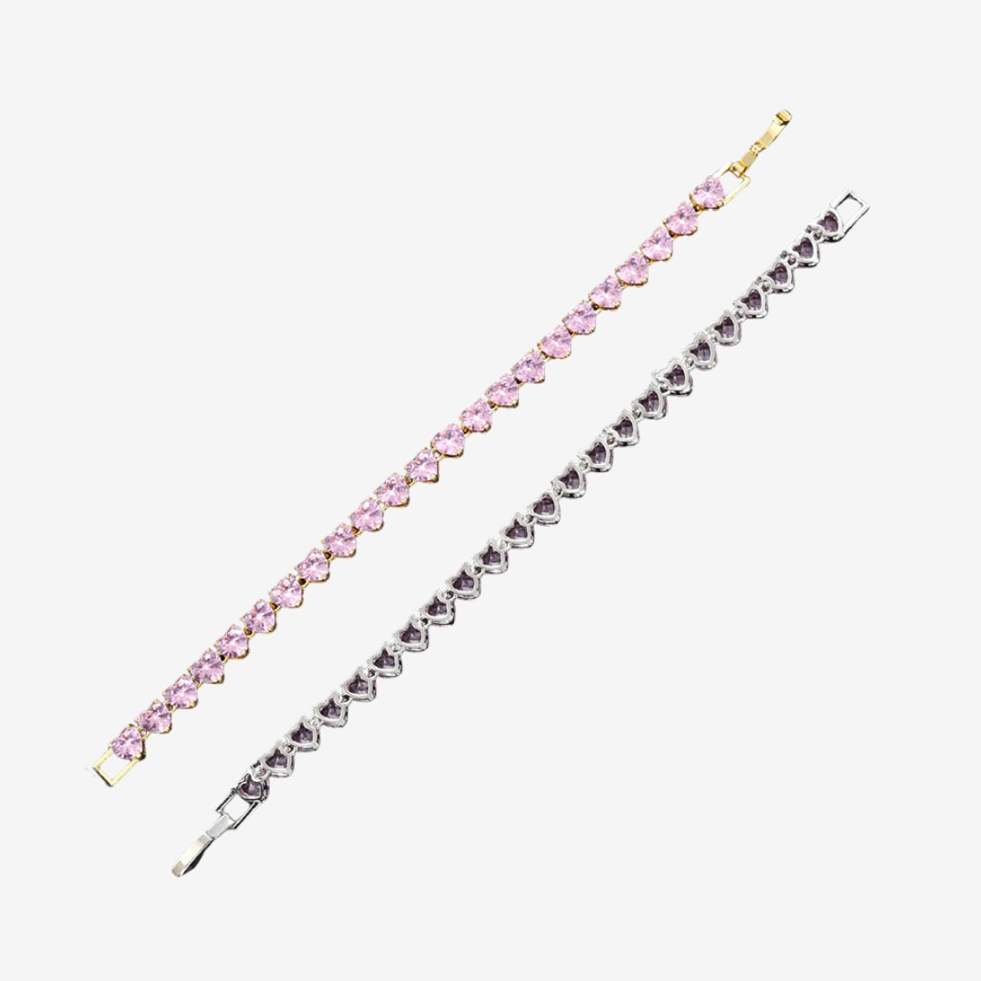 Pulsera Tenis | Con Corazón Rosa