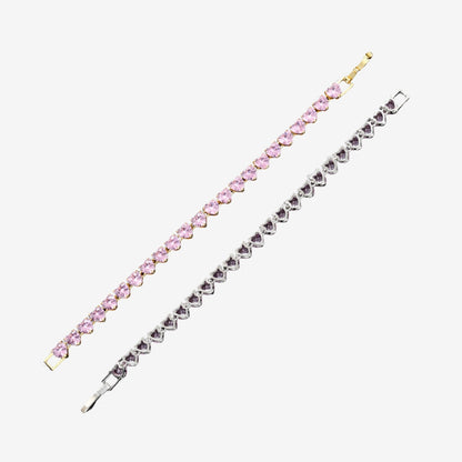 Pulsera Tenis | Con Corazón Rosa